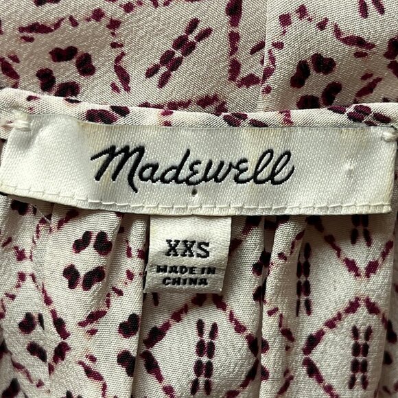 Madewell Blouse Silk Lily Ruffle  Top in Echo Grid Sleeveless Flutter Tassle XXS - Picture 4 of 10